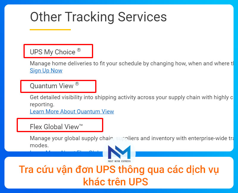 tracking UPS - Tra cứu vận đơn UPS thông qua các dịch vụ khác trên UPS