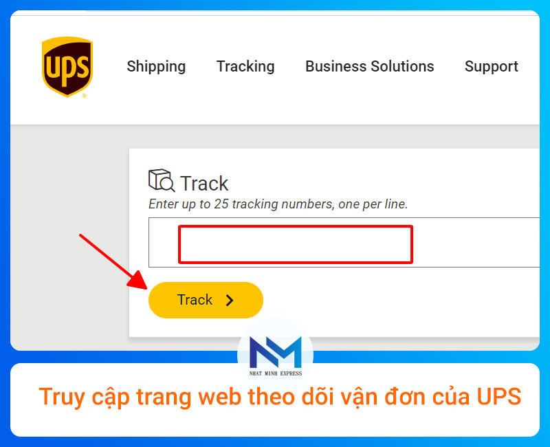Truy cập trang web theo dõi vận đơn của UPS Tracking