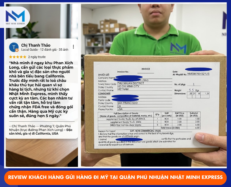 danh gia cua khach hang ve dich vu gui hang di my tai quan phu nhuan