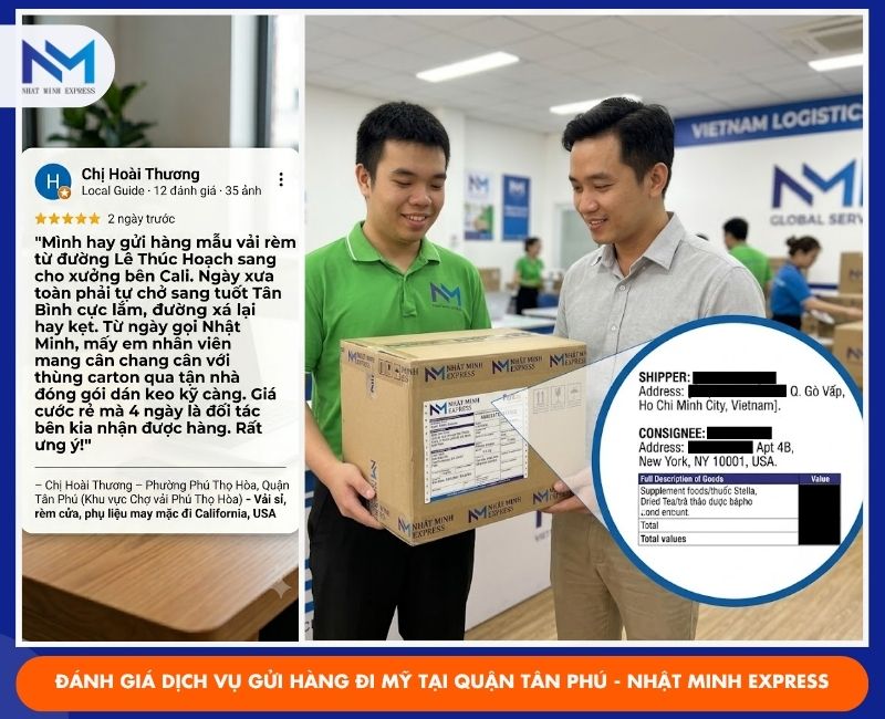 danh gia khach hang ve dich vu gui hang di my tai quan tan phu