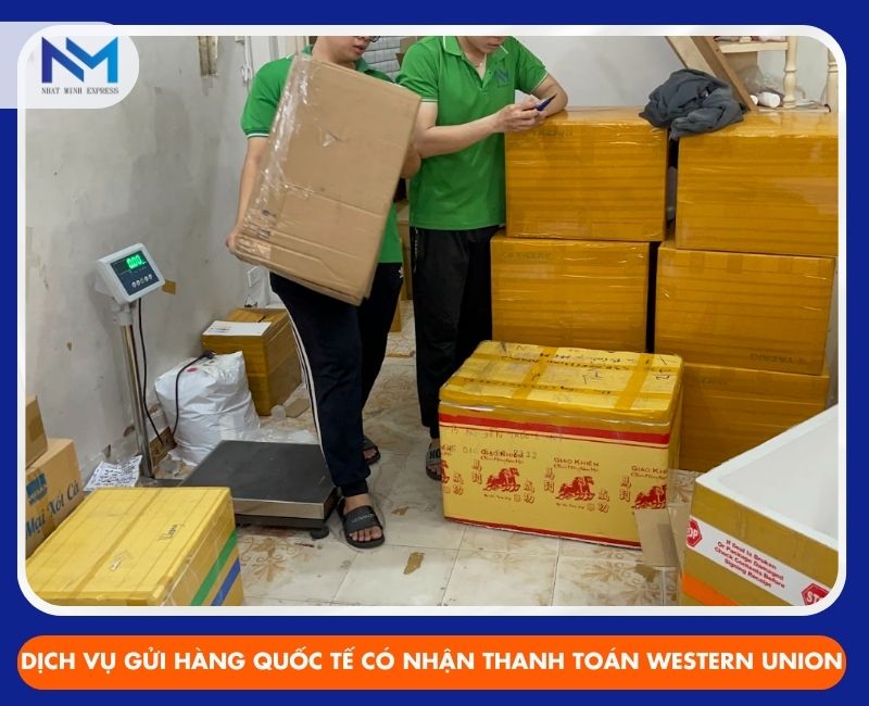 gui hang quoc te co nhan thanh toan bang western union tai Nhat Minh Express