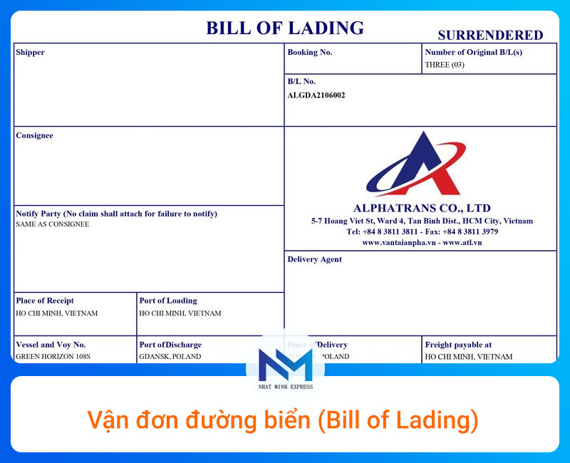 Vận đơn đường biển (Bill of Lading)