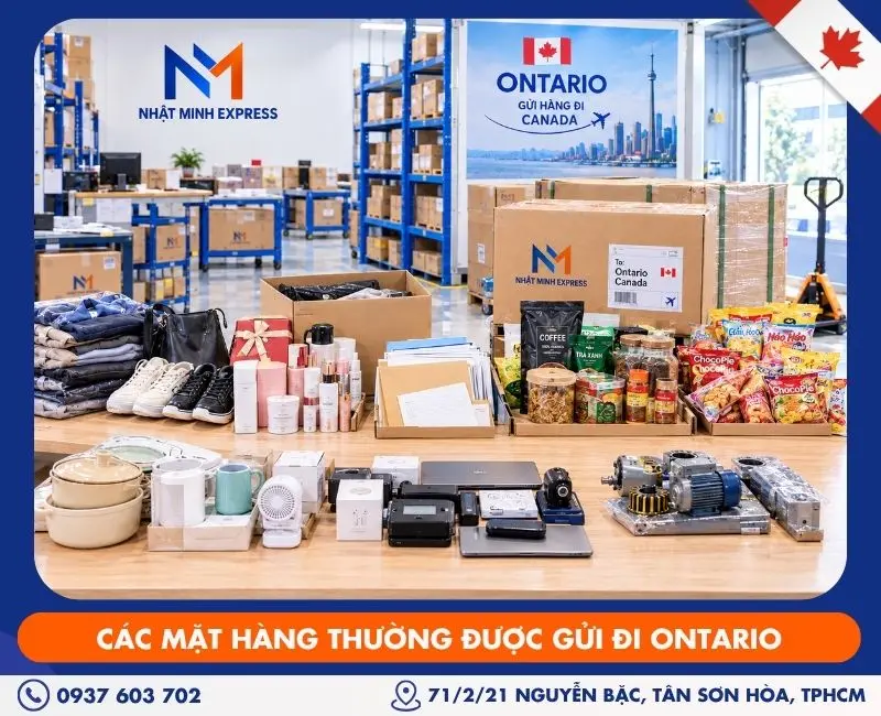 Các mặt hàng thường được gửi đi Ontario