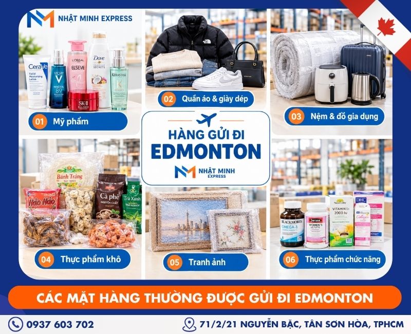 Các loại hàng hóa thường gửi qua Edmonton
