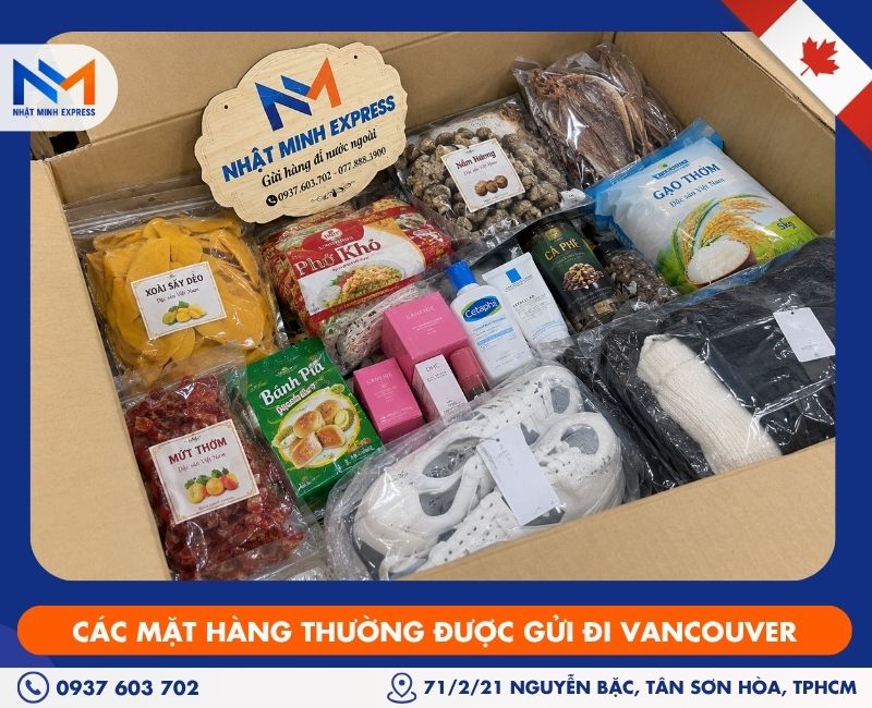 các mặt hàng thường được gửi đi Vancouver