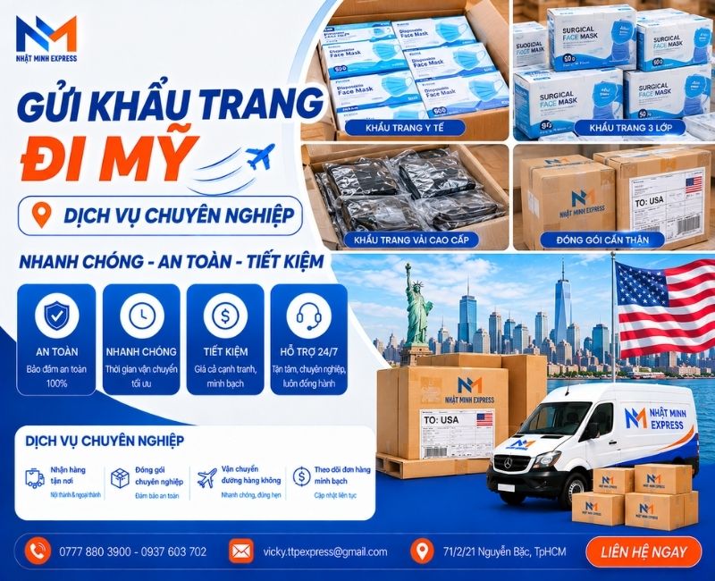 gui khau trang di my