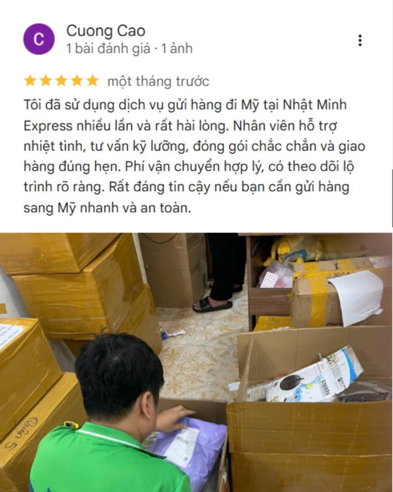 danh gia khac hang ve dich vu gui hang di my nhat minh