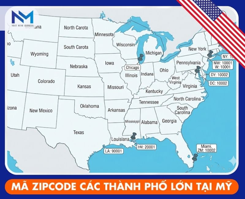 zipcode cac thanh pho lon o my
