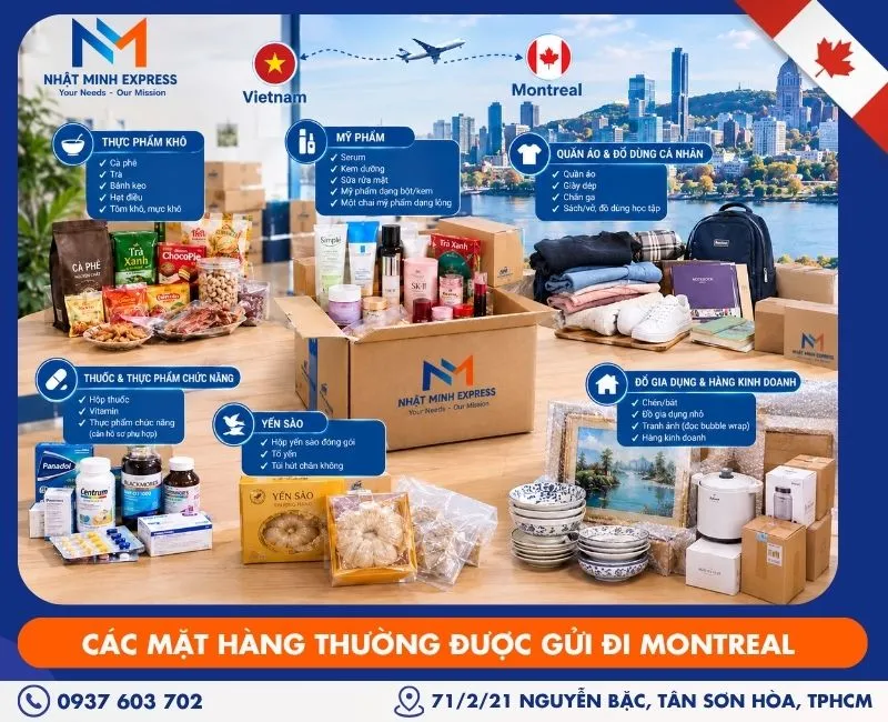 Những mặt hàng thường được gửi qua Montreal