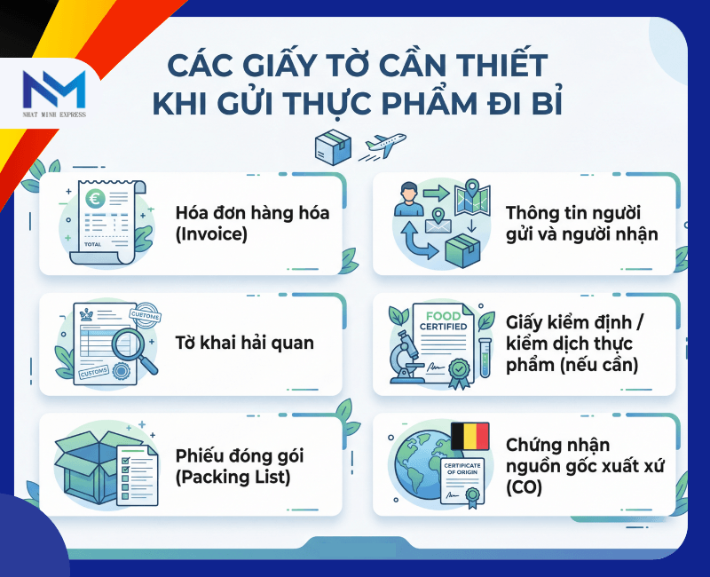 giay to can thiet khi gui thuc pham den bi