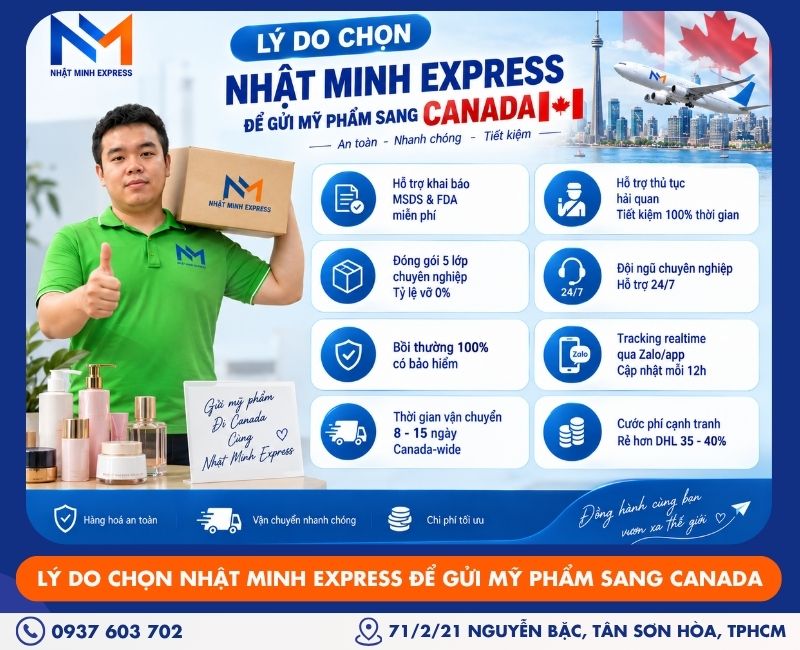 Lý do chọn Nhật Minh Express để gửi mỹ phẩm sang Canada