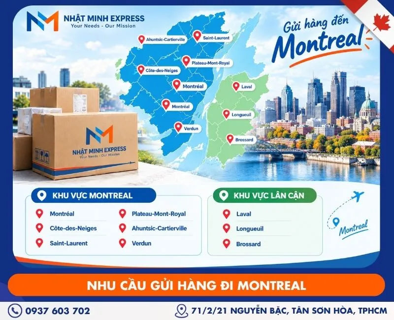 Nhu cầu gửi hàng đi Montreal
