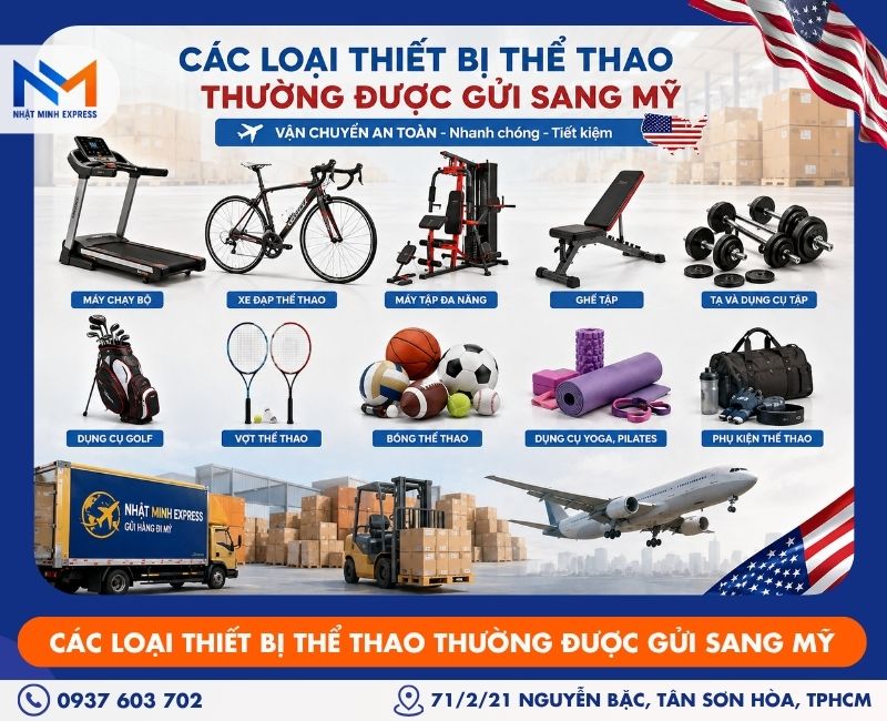 cac loai thiet bị the thao thuong duoc gui sang my