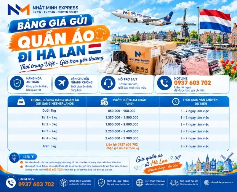 Gửi quần áo đi Hà Lan giá rẻ chỉ từ 850k trọn gói bang gia gui quan ao di ha lan