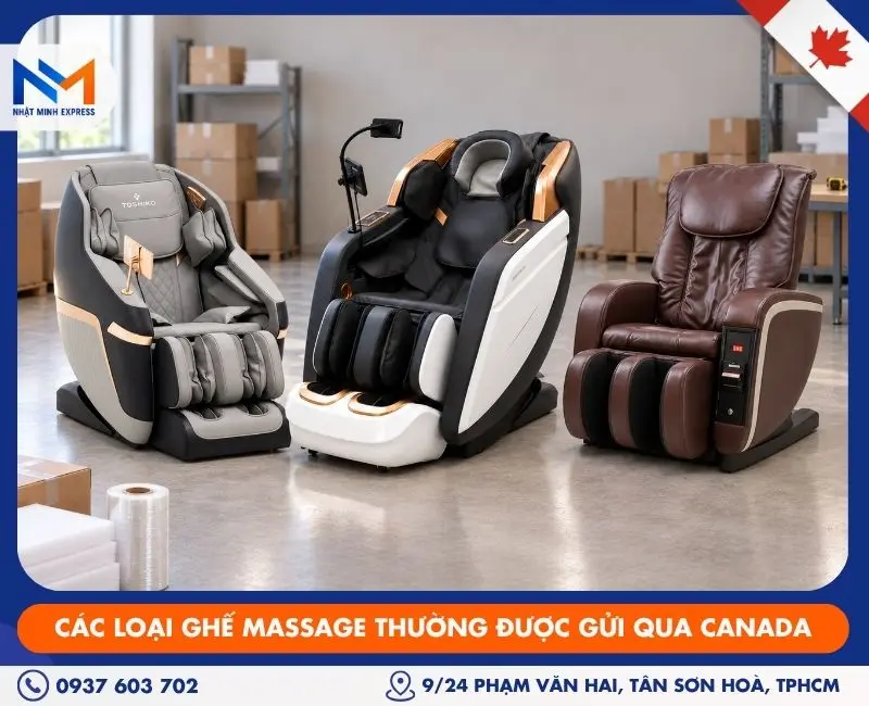 Các loại ghế massage thường được gửi qua Canada