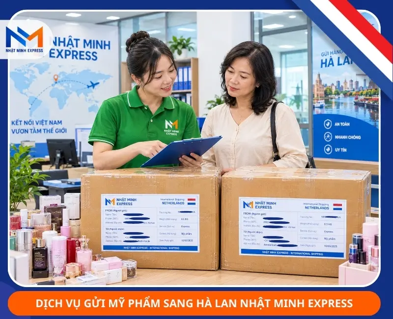 Dịch vụ gửi mỹ phẩm đi Hà Lan an toàn ship nhanh dich vu gui my pham sang ha lan nhat minh express