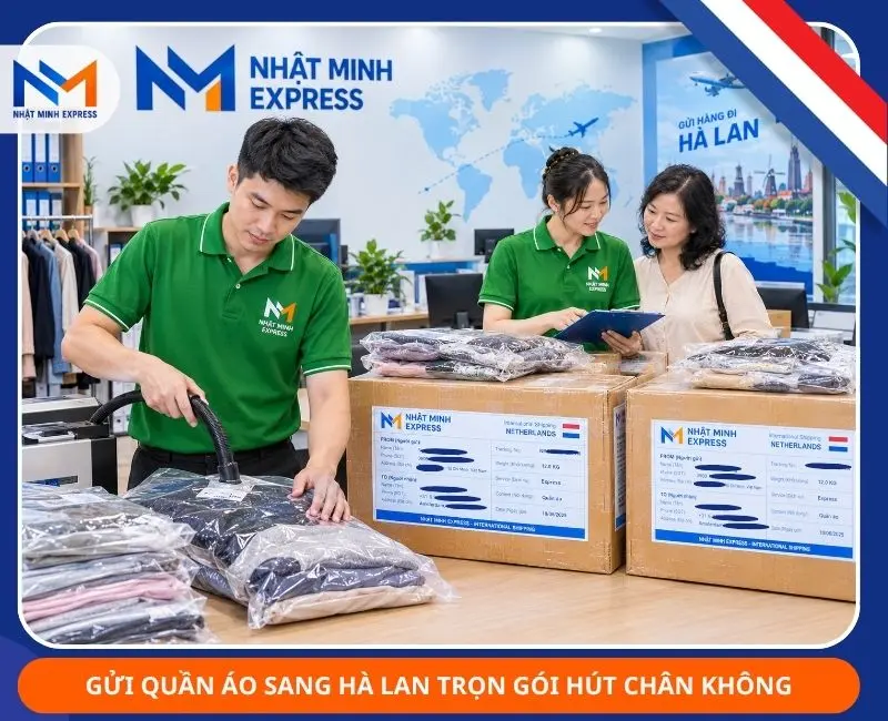 Gửi quần áo đi Hà Lan giá rẻ chỉ từ 850k trọn gói dong goi hut chan khong quan ao gui sang ha lan