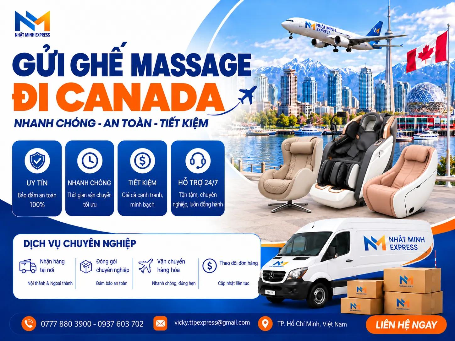 gửi ghế massage đi Canada