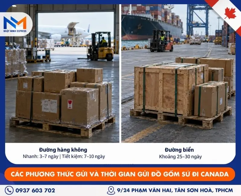 Gửi đồ gốm sứ đi Canada AN TOÀN giao tận nơi Các phương thức gửi và thời gian gửi đồ gốm sứ qua Canada