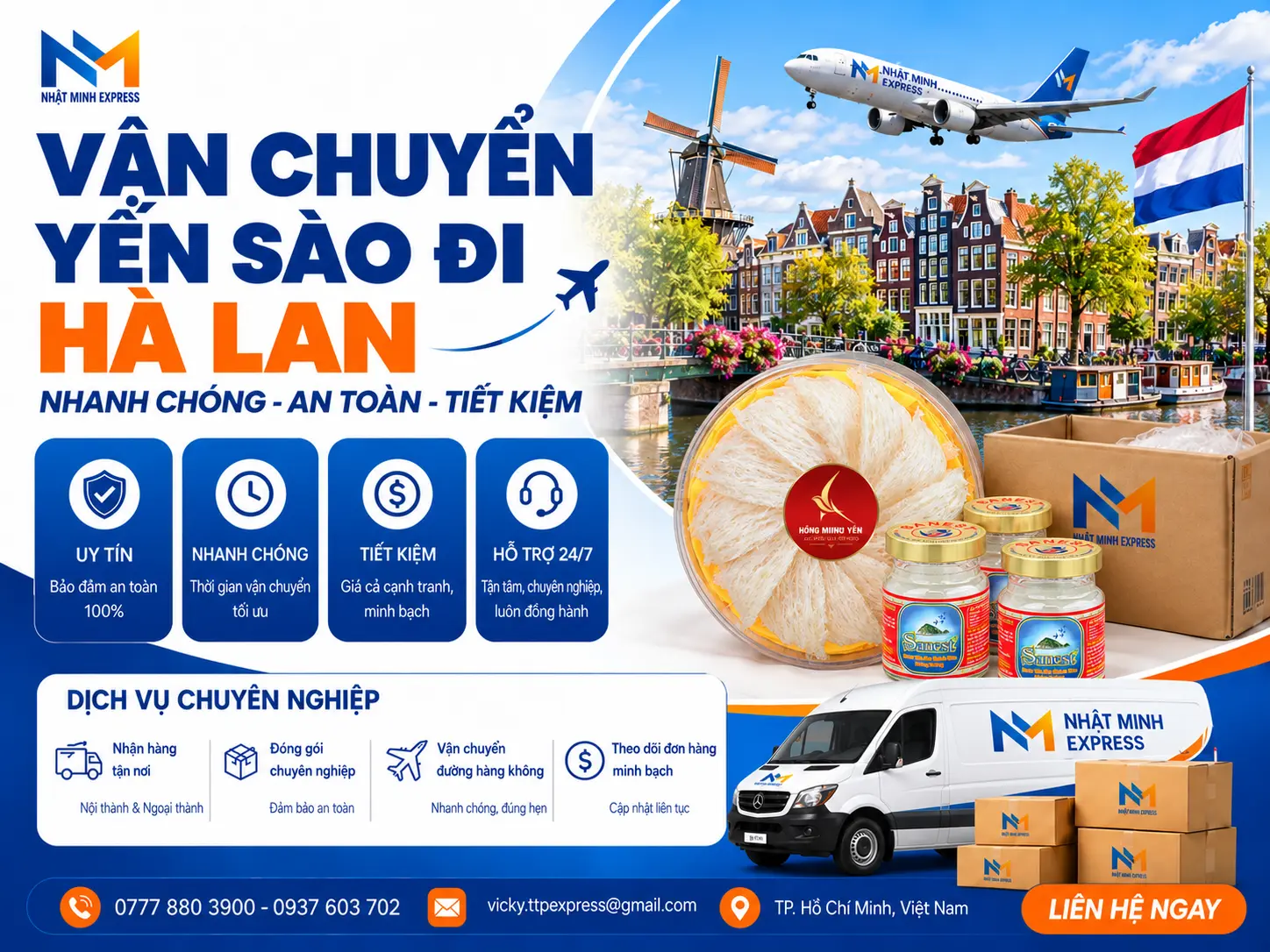 vận chuyển yến sào đi Hà Lan