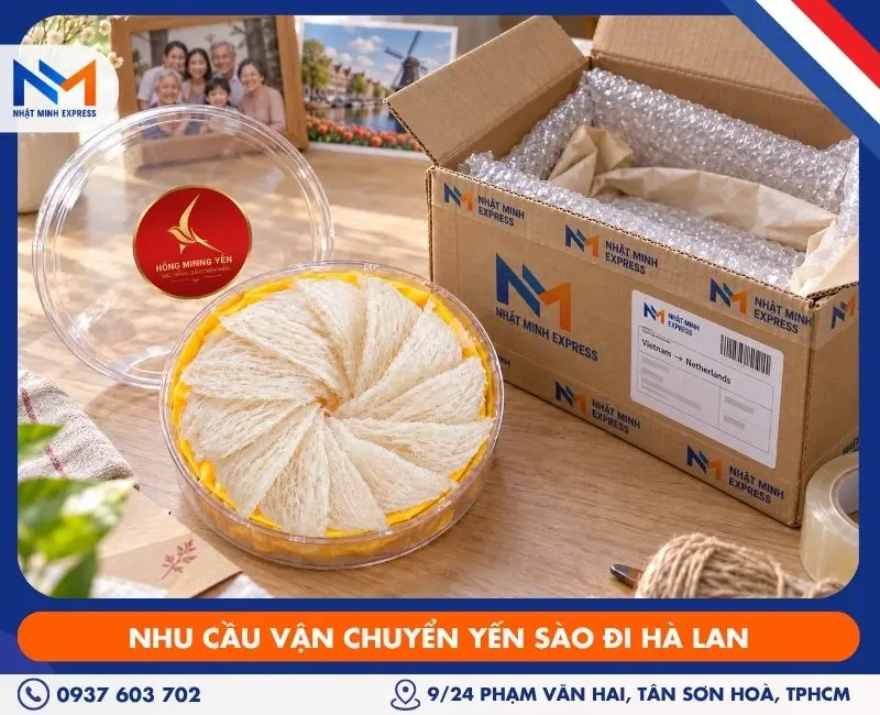 yến sào làm qua gửi người thân tại Hà Lan